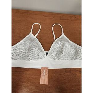 NWT Shein Sxy 2x white rhinestone studed top